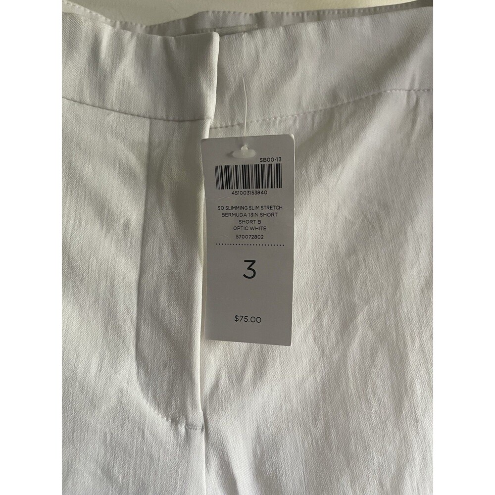 NWT Chicos So Slimming White Stretch 13” Bermuda Shorts Size 3/XL/US 16 Pockets - Picture 9 of 12